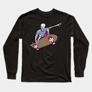 Skeleton Skateboarding Skateboarder Halloween Long Sleeve T-Shirt